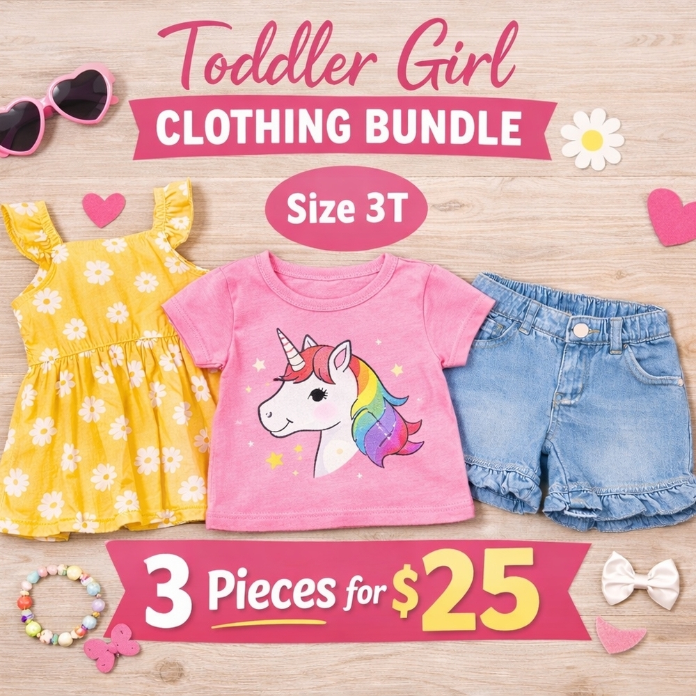 Toddler Girl Clothing Bundle Size 3T | 3 Piece Outfit Set | Cute Summer Clothes